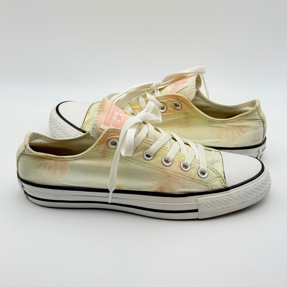 Converse Chuck Taylor Sneakers Womens 8 Yellow Palm Tree Tie Dye Low Top Shoes